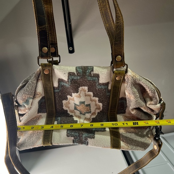 Myra Bag Aztec Pattern Shoulder Bag with Leather Straps - Picture 4 of 9